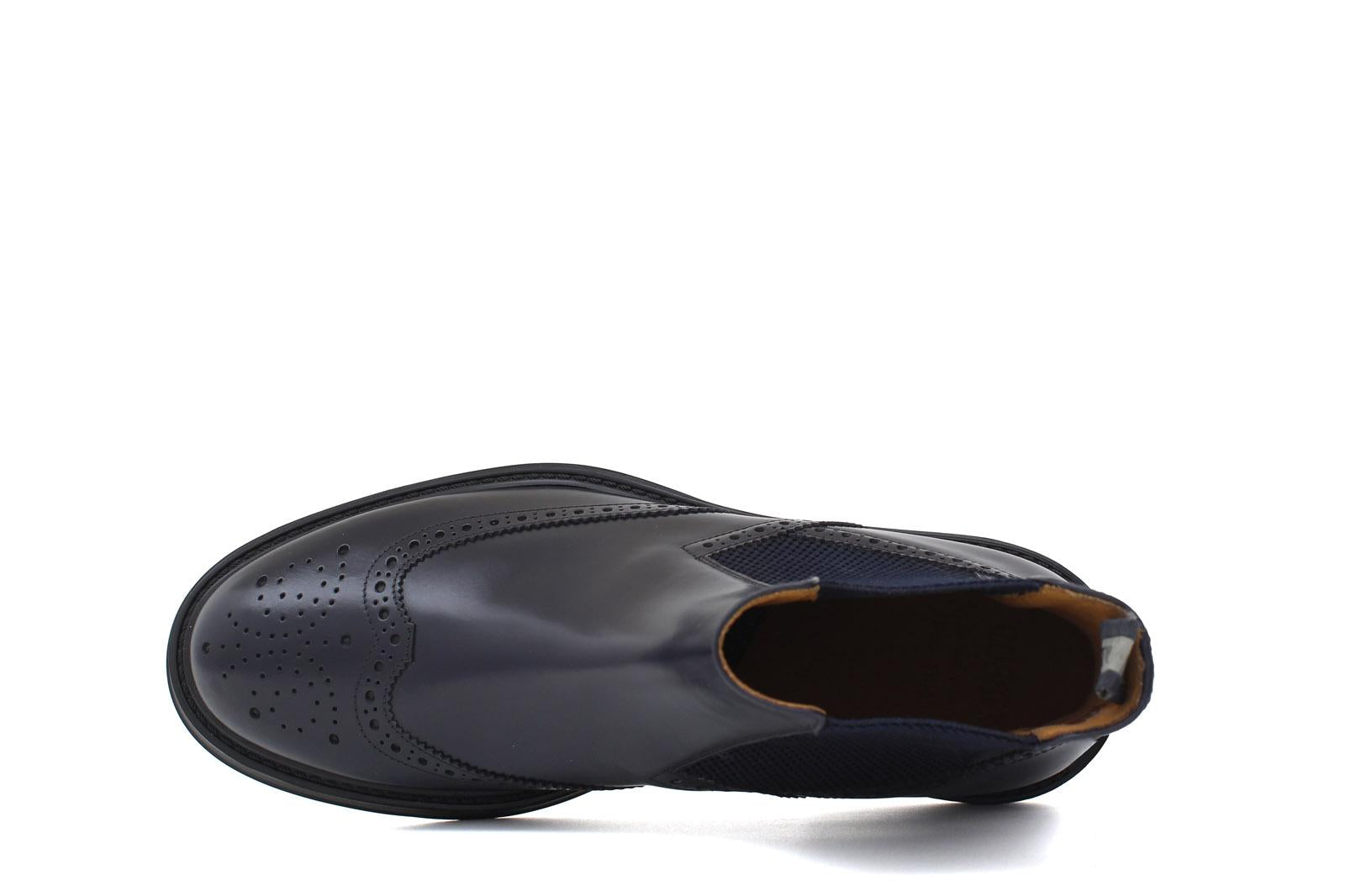 Stivaletto con elastico stile inglese in vitello spazzolato semilucido blu e fondo in gomma 8111PCBDIN 356 ROSSI