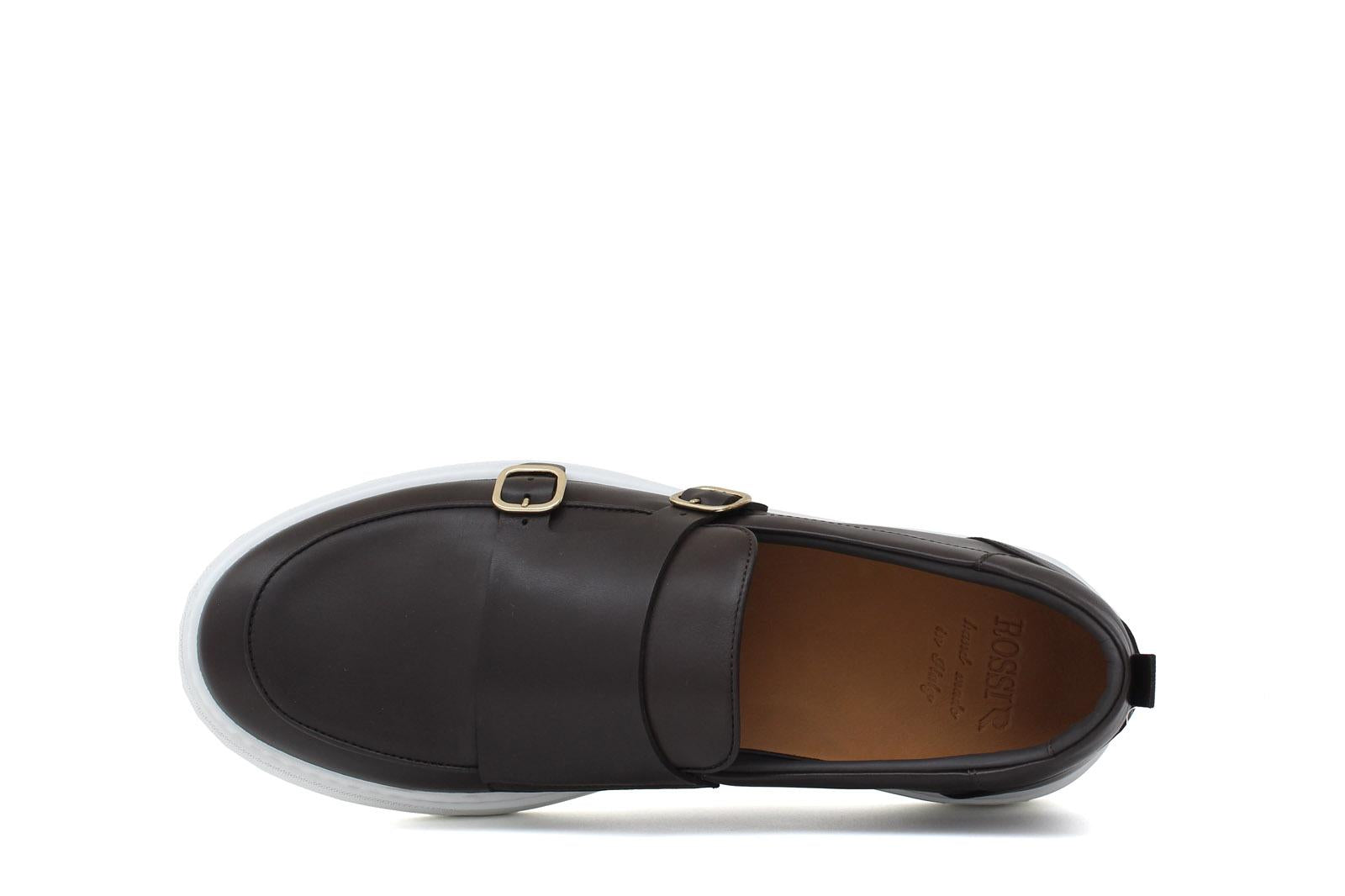 Slip on doppia fibbia in vitello testa di moro con fondo in gomma leggera 803SAPTM 962 ROSSI