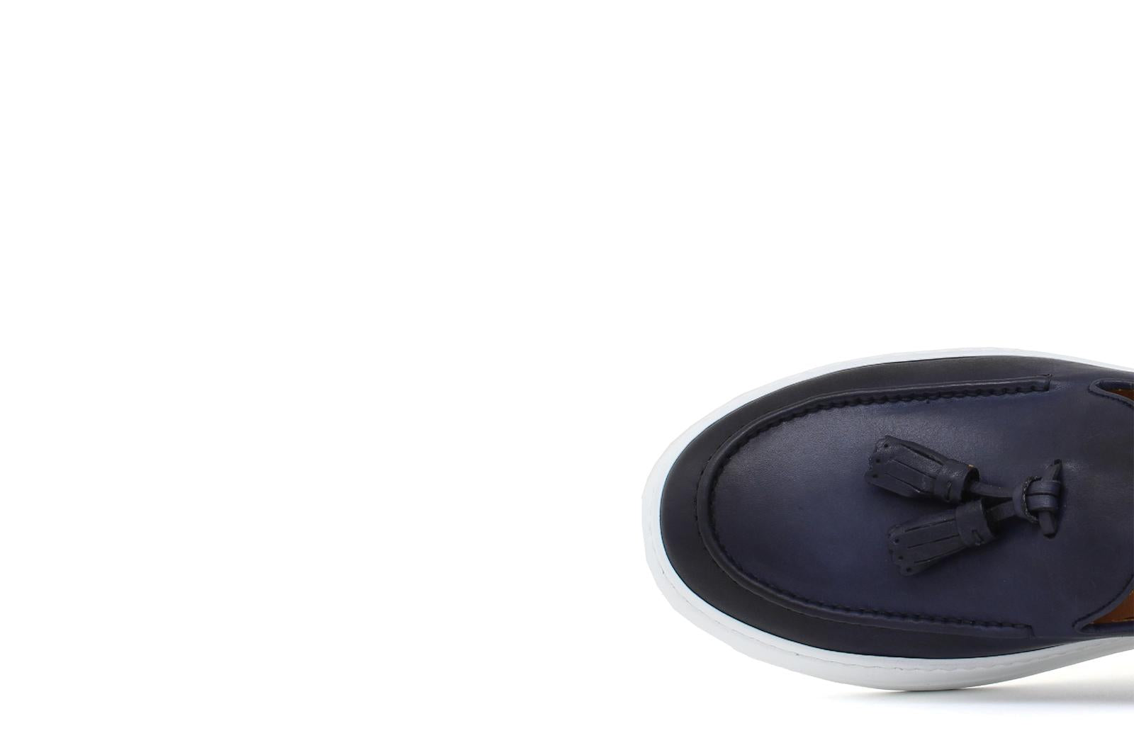 Slip on in vitello naturale navy sfumato e fondo in gomma leggera 8737DIXJE 105 ROSSI