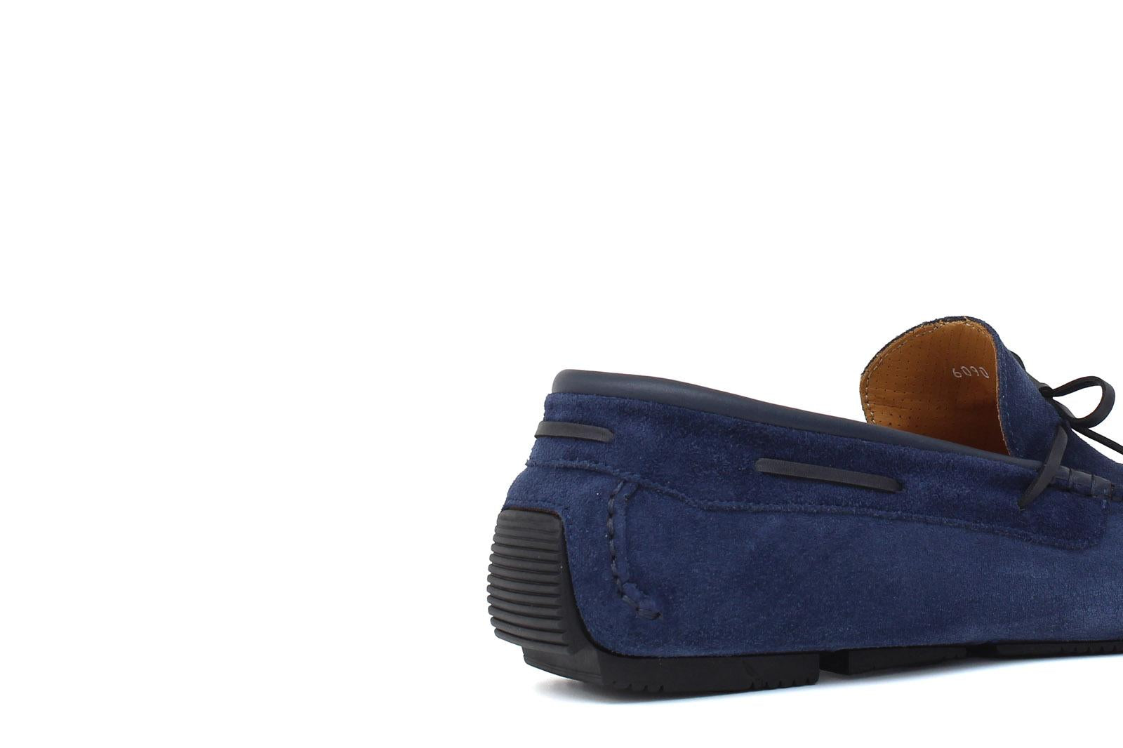 Drive in camoscio navy con riporti in pelle e fondo in gomma con inserti 6090FOLTRE 172 ROSSI