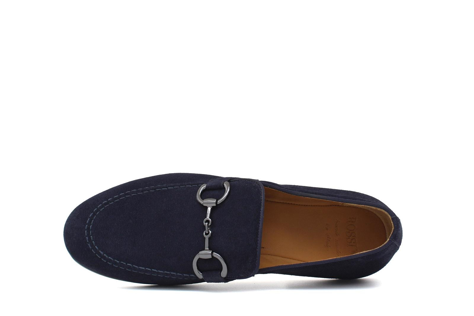 Mocassino con accessorio a sacchetto intero in camoscio blu con fondo cuoio antiscivolo 269FLOBLU 367 ROSSI