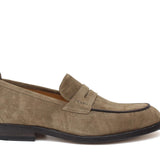 Mocassino in camoscio lavato color cuoio e fondo in cuoio lavato con antiscivolo 1062TFAR 185 ROSSI