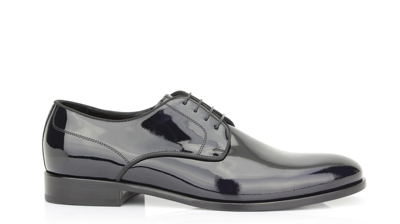 Derby in vernice blu con fondo in cuoio 7608VBLU 192 UN ROSSI