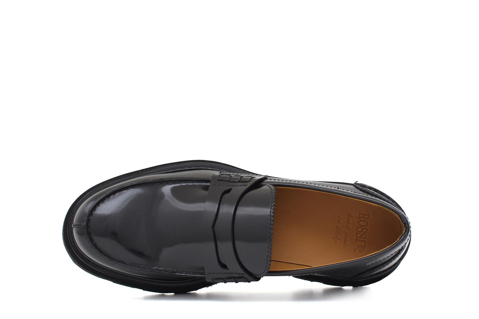 Mocassino College in vitello spazzolato nero e fondo in gomma leggera 5316RCALN 314 ROSSI