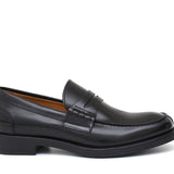 Mocassino College stile inglese in vitello spazzolato nero e fondo gomma 5316GCANE 349 ROSSI