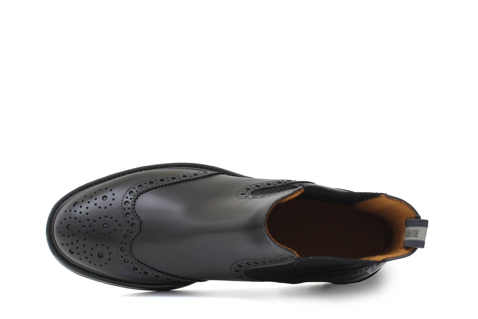 Stivaletto con elastico stile inglese in vitello a fiore nero e fondo in gomma 166PGBN 994 ROSSI