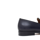Mocassino con accessorio in vitello spazzolato blu con fondo in cuoio antiscivolo 644MORSCB 1128 ROSSI