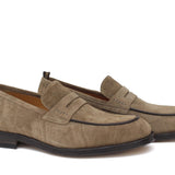 Mocassino in camoscio lavato color cuoio e fondo in cuoio lavato con antiscivolo 1062TFAR 185 ROSSI