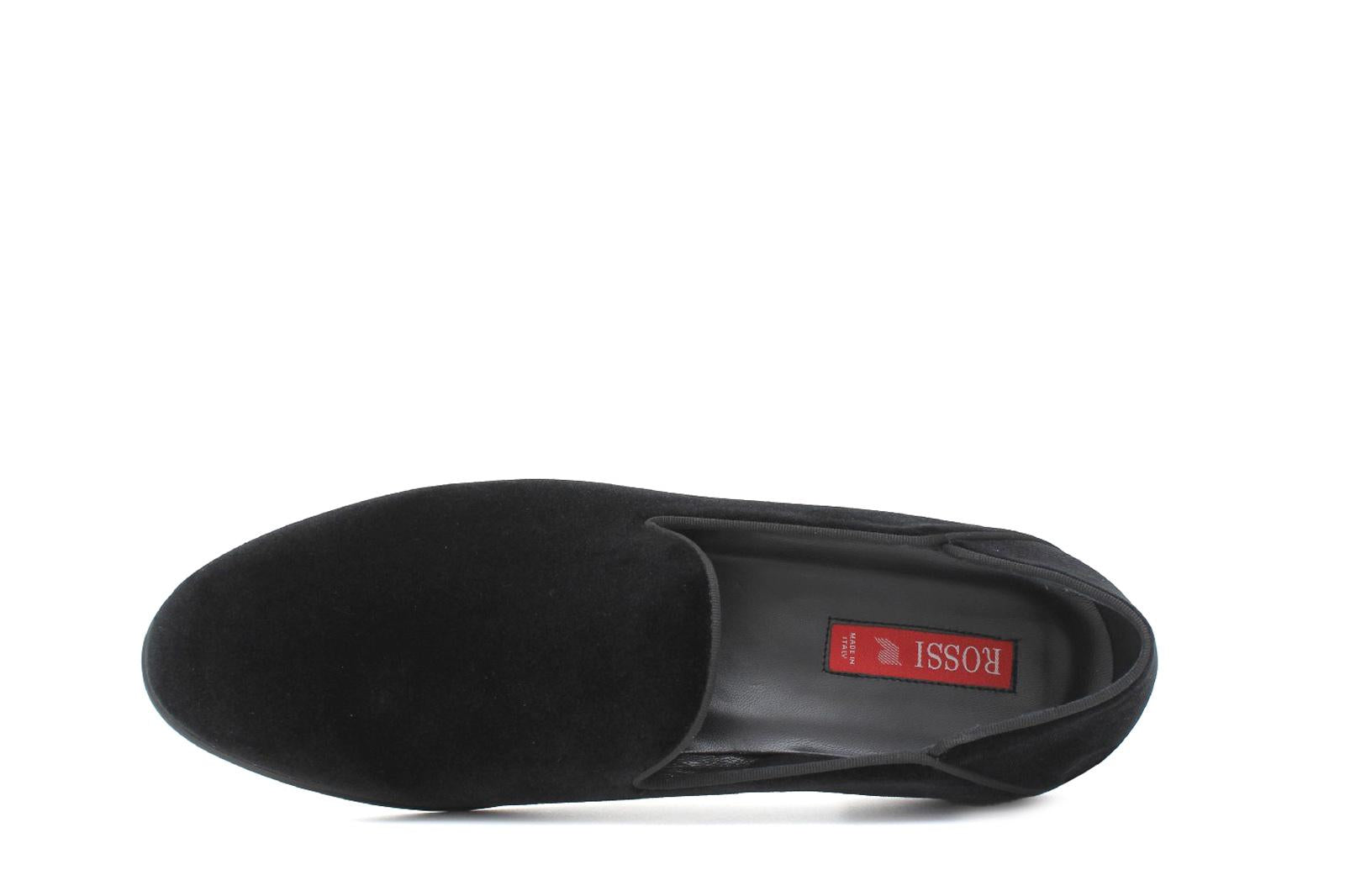 Pantofola in velluto nero con fondo cuoio antiscivolo 225LDNE 279 ROSSI