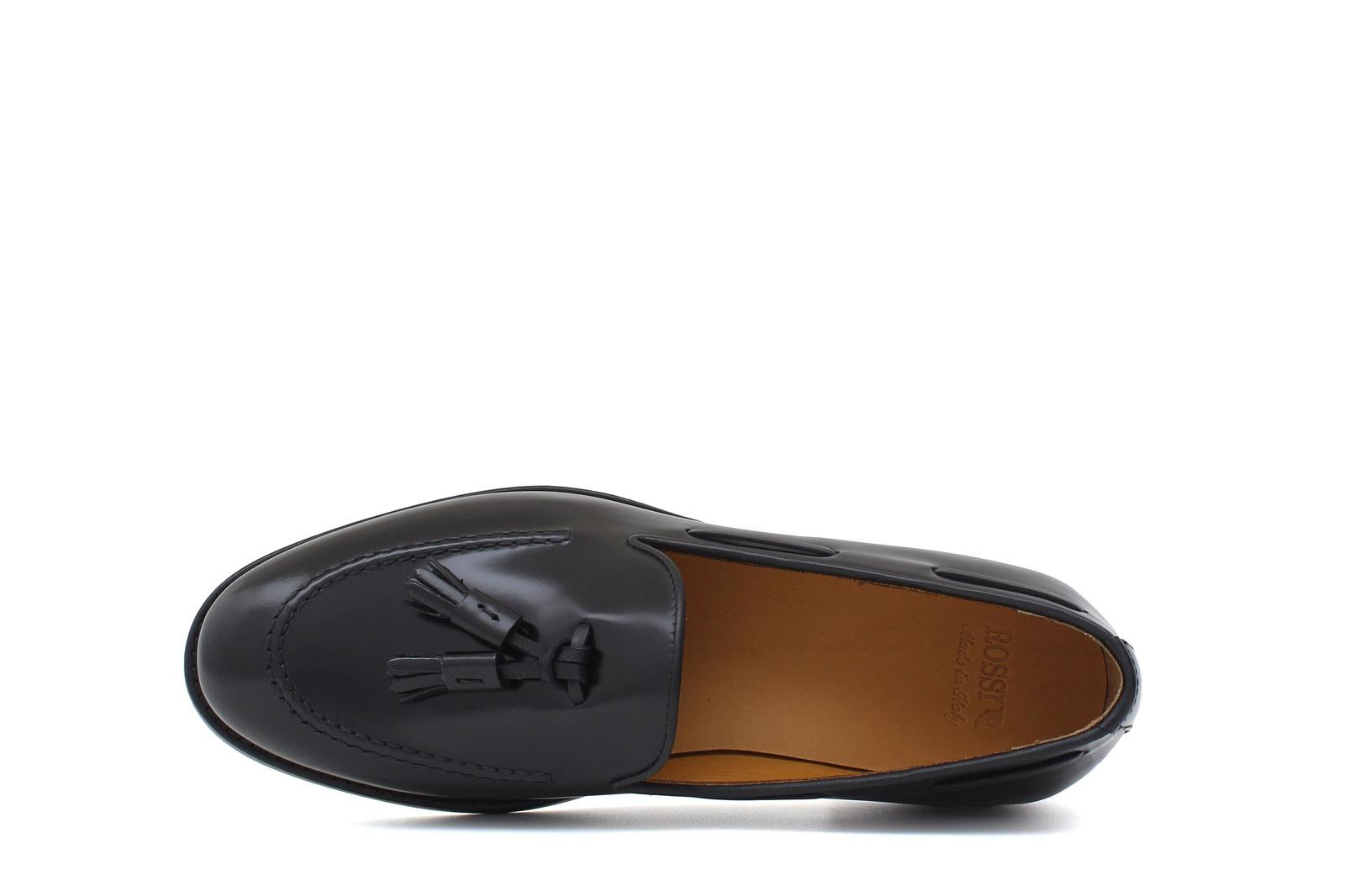 Mocassino donna con mappine in vitello spazzolato nero con fondo cuoio antiscivolo D204CALNE 5 ROSSI