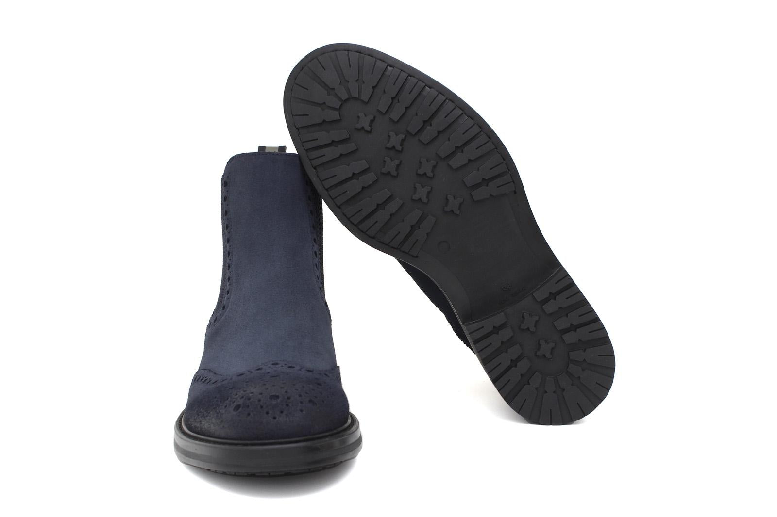 Beatles stile inglese in camoscio anticato color navy con fondo in gomma 166PCN 385 ROSSI