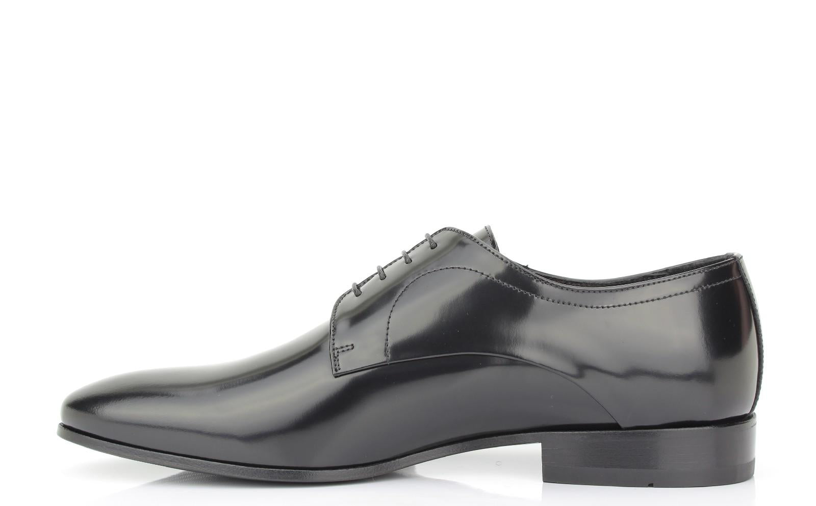 Derby in vitello spazzolato nero scuro con fondo in cuoio 4704TINER 306 ROSSI