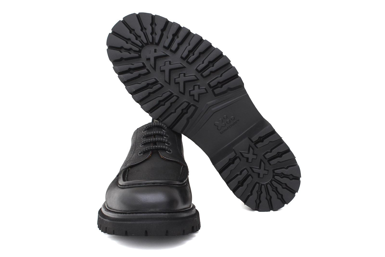 Stringata modello ingegnere in nabuk anticato nero e fondo in gomma leggero 890RNE 399 ROSSI