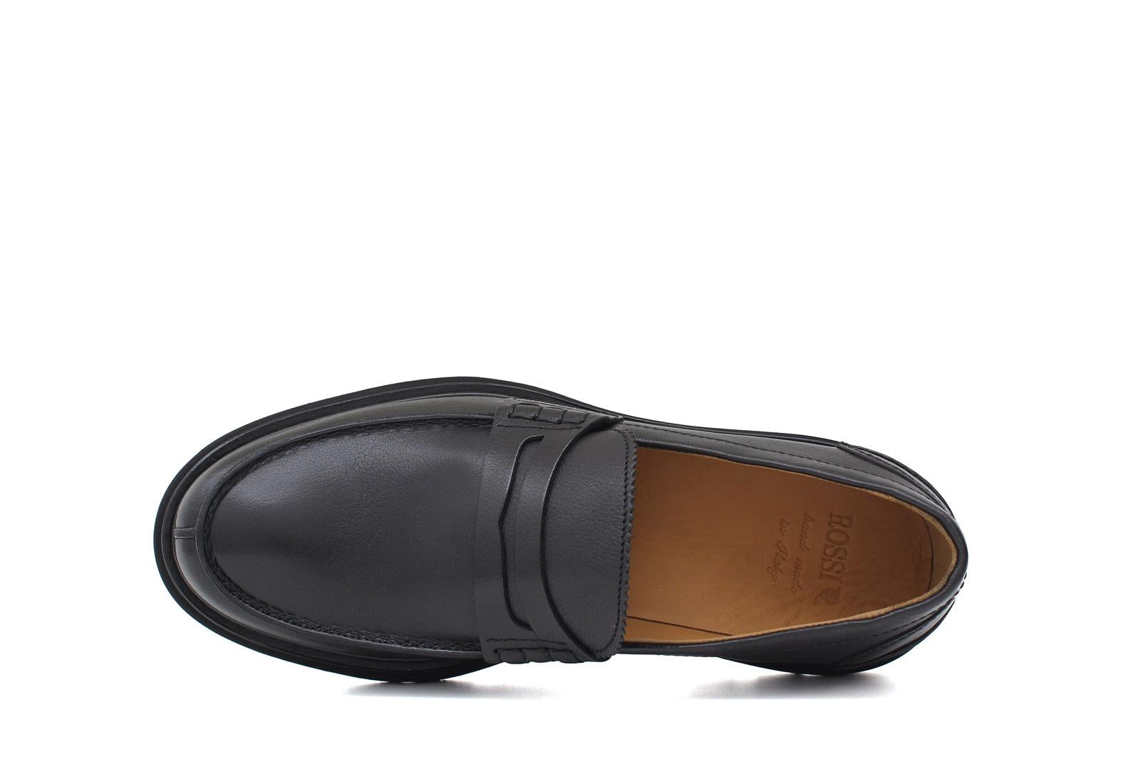 Mocassino College in bufalo nero e fondo in gomma leggera 5316RBUFN 416 ROSSI