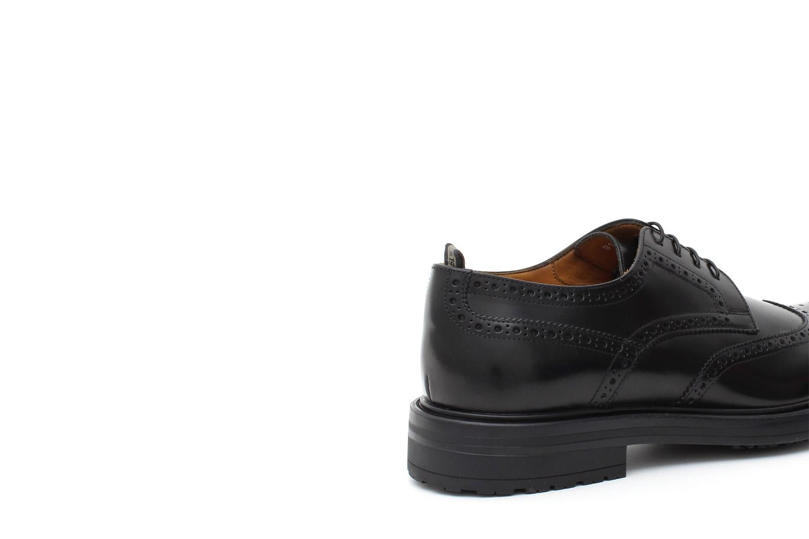 Derby stile inglese in vitello spazzolato nero con fondo in gomma 8103GCALNE 35 ROSSI