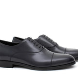 Francesina con puntalino in vitello spazzolato blu scuro con fondo in cuoio<BR/> 300TBLU 609 ROSSI