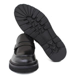 Mocassino stile ingegnere in vitello spazzolato semilucido nero e fondo gomma leggera 1223CLN 390 ROSSI