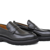Mocassino stile ingegnere in vitello spazzolato semilucido nero e fondo gomma leggera 1223CLN 390 ROSSI