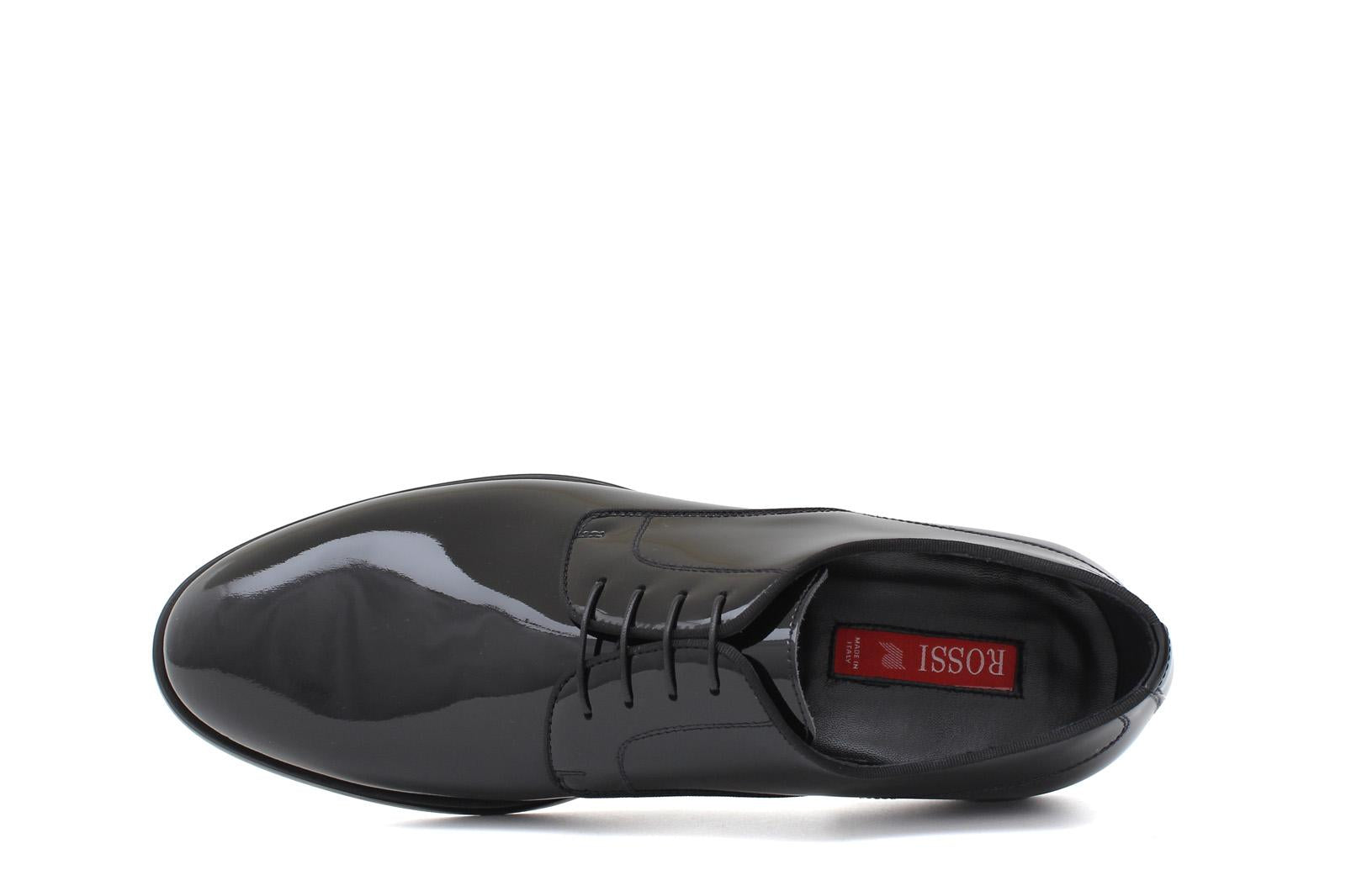 Derby in vernice nero con fondo in cuoio 608CVENER 371 UN ROSSI