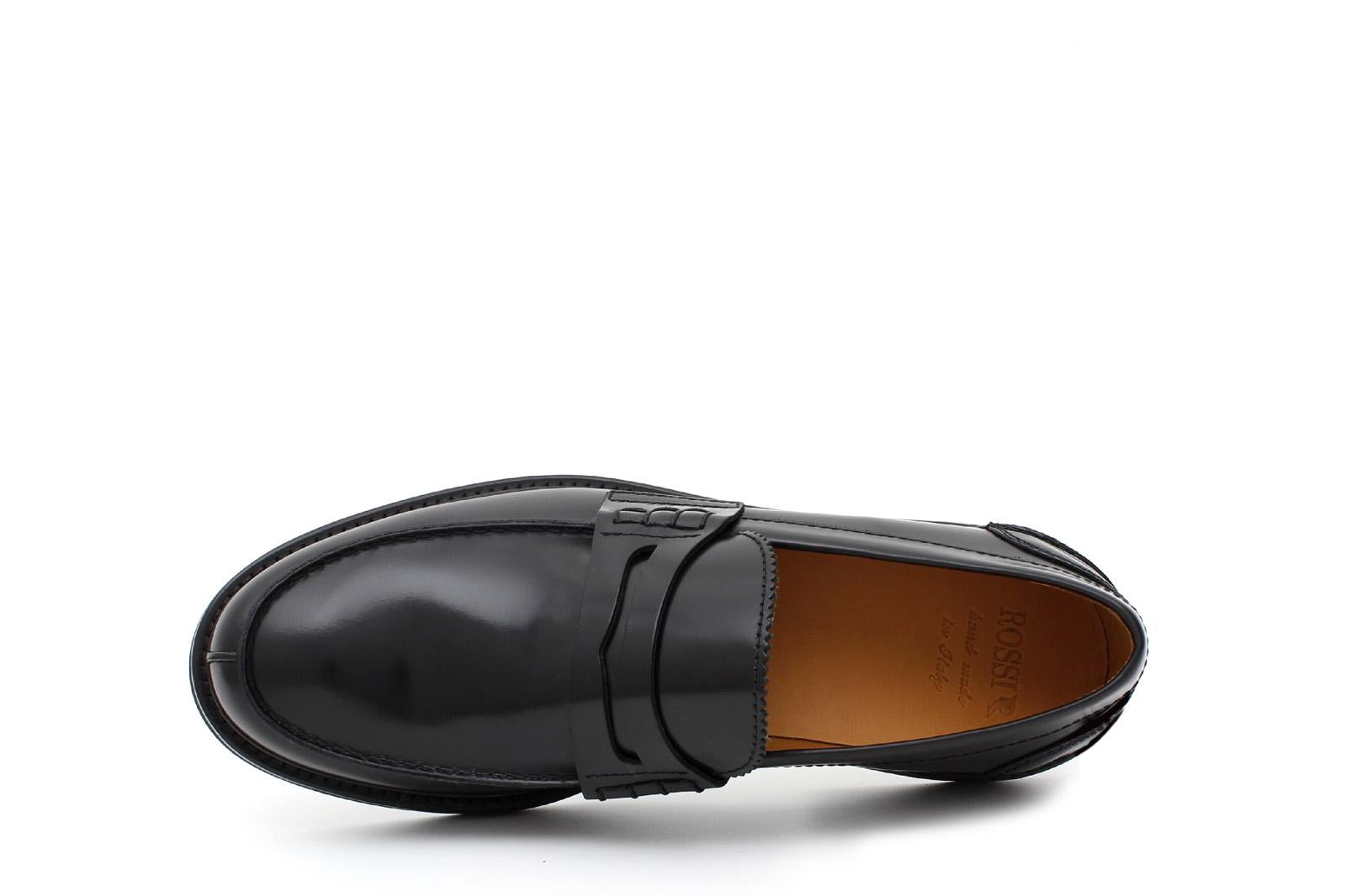 Mocassino College stile inglese in vitello spazzolato nero e fondo in gomma leggera 5316CALNE 143 ROSSI