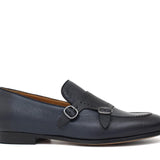 Doppia fibbia a sacchetto intero in vitello chicco di riso navy e fondo in cuoio antiscivolo cucito blake 267CARNAV 278 ROSSI