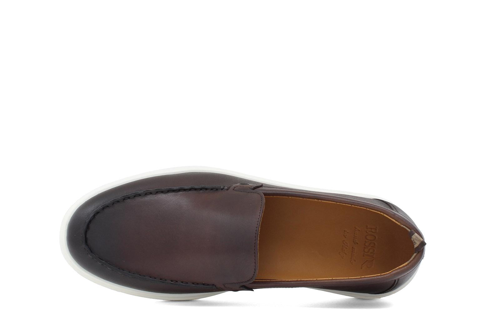 Mocassino in vitello naturale marrone sfumato con fondo gomma extralight 1476DCAS 507 ROSSI