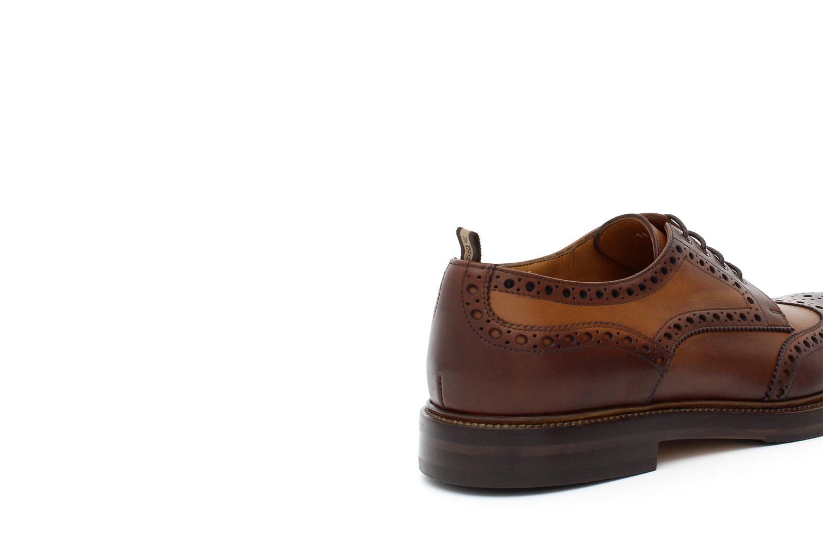 Derby stile inglese in vitello anticato color cuoio e fondo in doppio cuoio con antiscivolo 164BOC 967 ROSSI