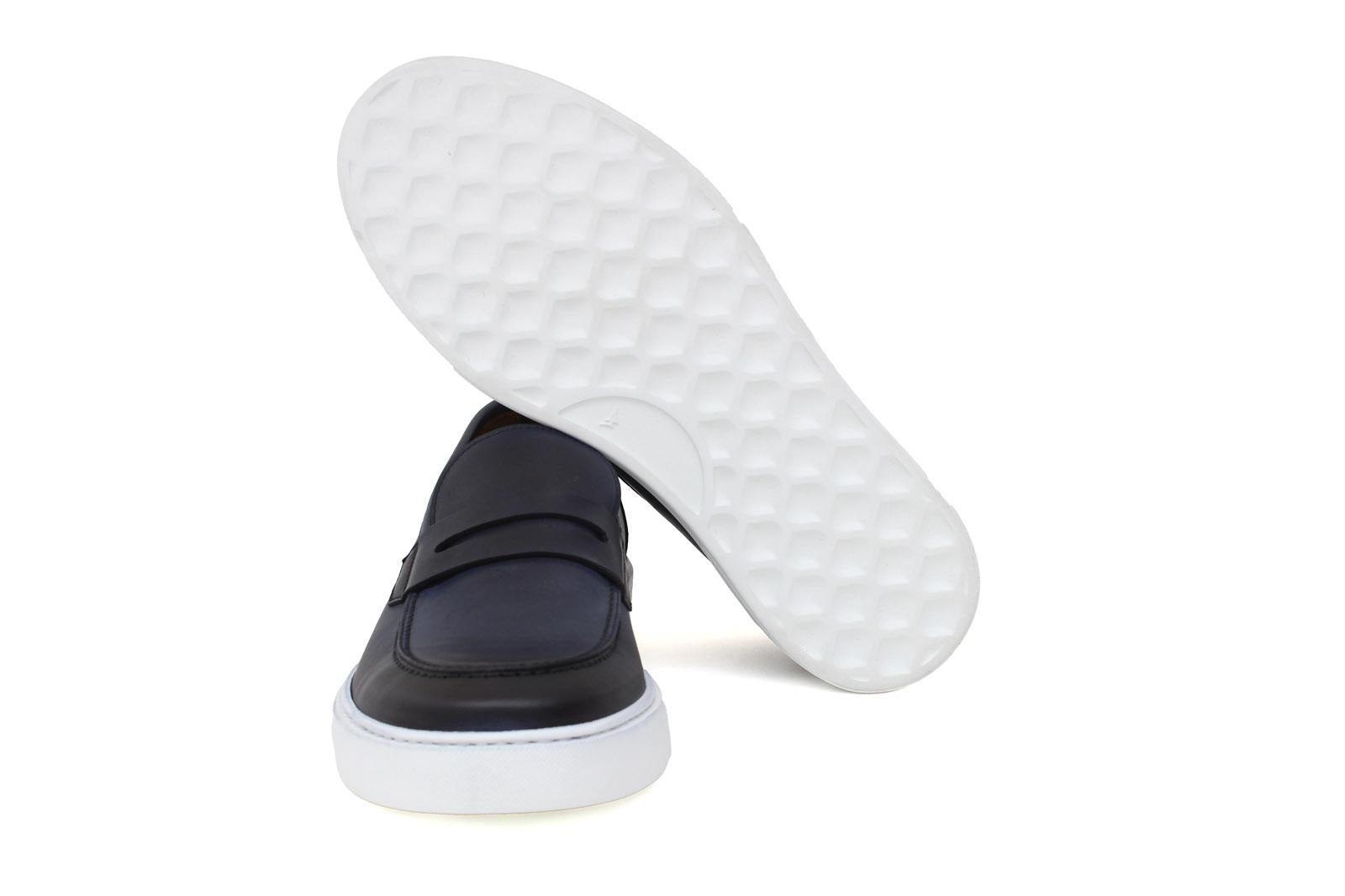 Slip on in vitello naturale navy sfumato con fondo in gomma leggera 1038DJE 173 ROSSI