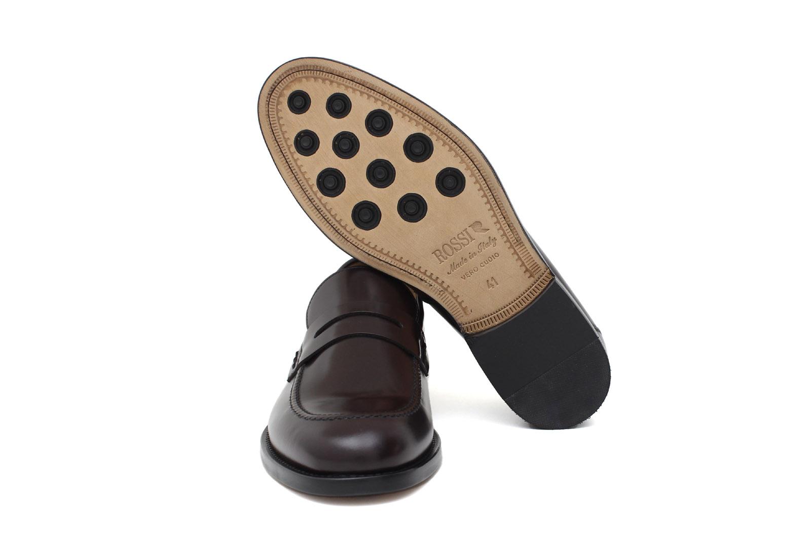 Mocassino sfoderato in vitello spazzolato bordò con fondo in cuoio antiscivolo cucito blake 7635CBOR 167 ROSSI