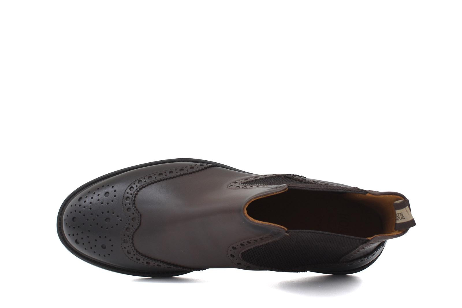 Stivaletto con elastico stile inglese in vitello anticato testa di moro e fondo in gomma 166PRBOSTM 392 ROSSI