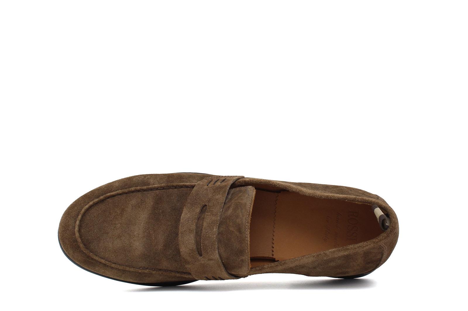Mocassino in camoscio marrone con fondo in gomma cucita 9612GTF 371 ROSSI