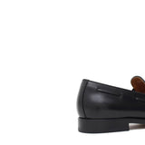 Mocassino sfoderato con mappine in vitello spazzolato nero con fondo in cuoio antiscivolo cucito blake 7637CN 1056 ROSSI
