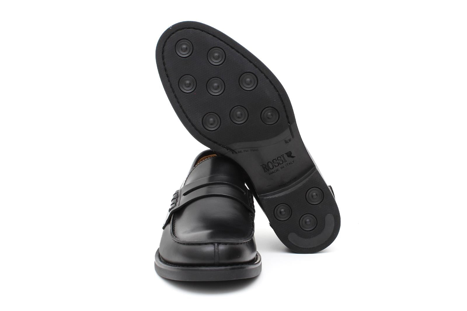 Mocassino College stile inglese in vitello naturale nero fondo gomma 5316GSENE 307 ROSSI