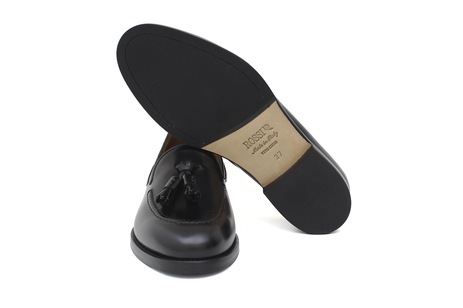 Mocassino donna con mappine in vitello spazzolato nero con fondo cuoio antiscivolo D204CNE 12 ROSSI