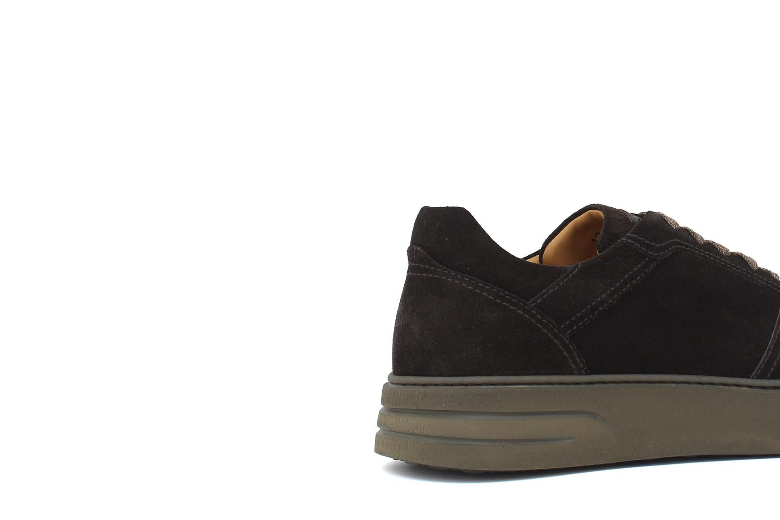 Sneakers in camosco ingrassato testa di moro e fondo in gomma leggera 1245CHSM 362 ROSSI