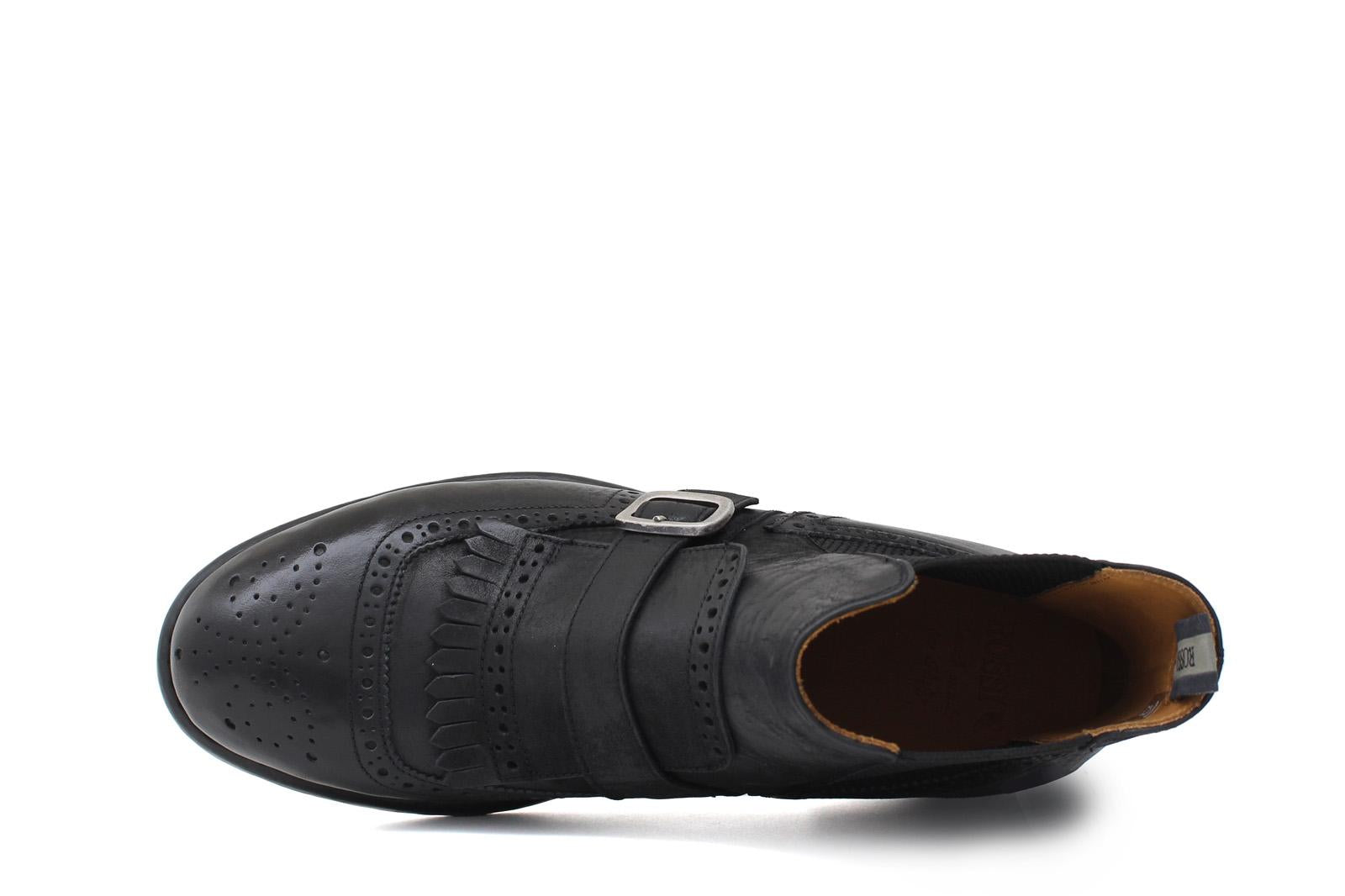 Beatles stile inglese con fibbia in nabuk anticato nero e fondo in gomma 127PBAN 991 ROSSI