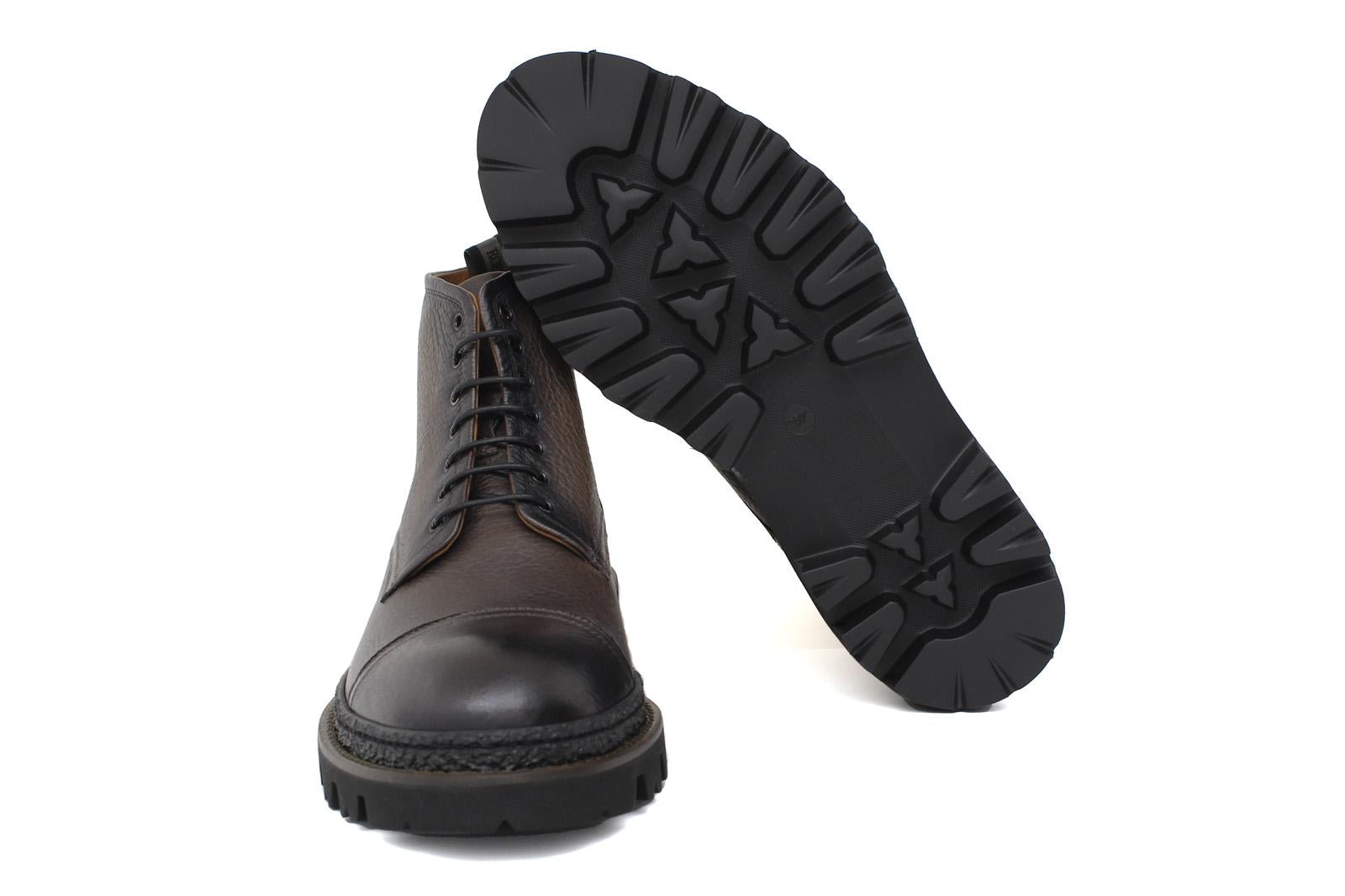 Stivaletto stringato in cervo vegetale color fango scuro con fondo gomma leggera 9199PCVGRI 178 ROSSI