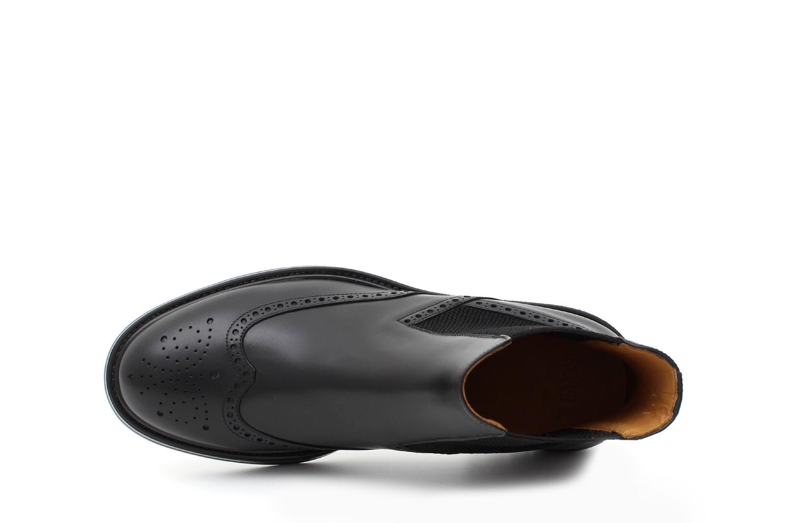 Stivaletto con elastico stile inglese in vitello a fiore nero e fondo in gomma 9176PSNER 281 ROSSI
