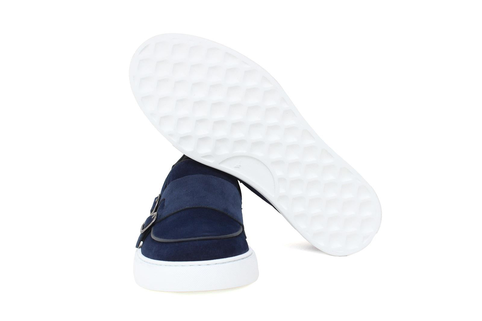Slip on doppia fibbia in camoscio navy con fondo in gomma leggera 803SAFOLTR 65 ROSSI