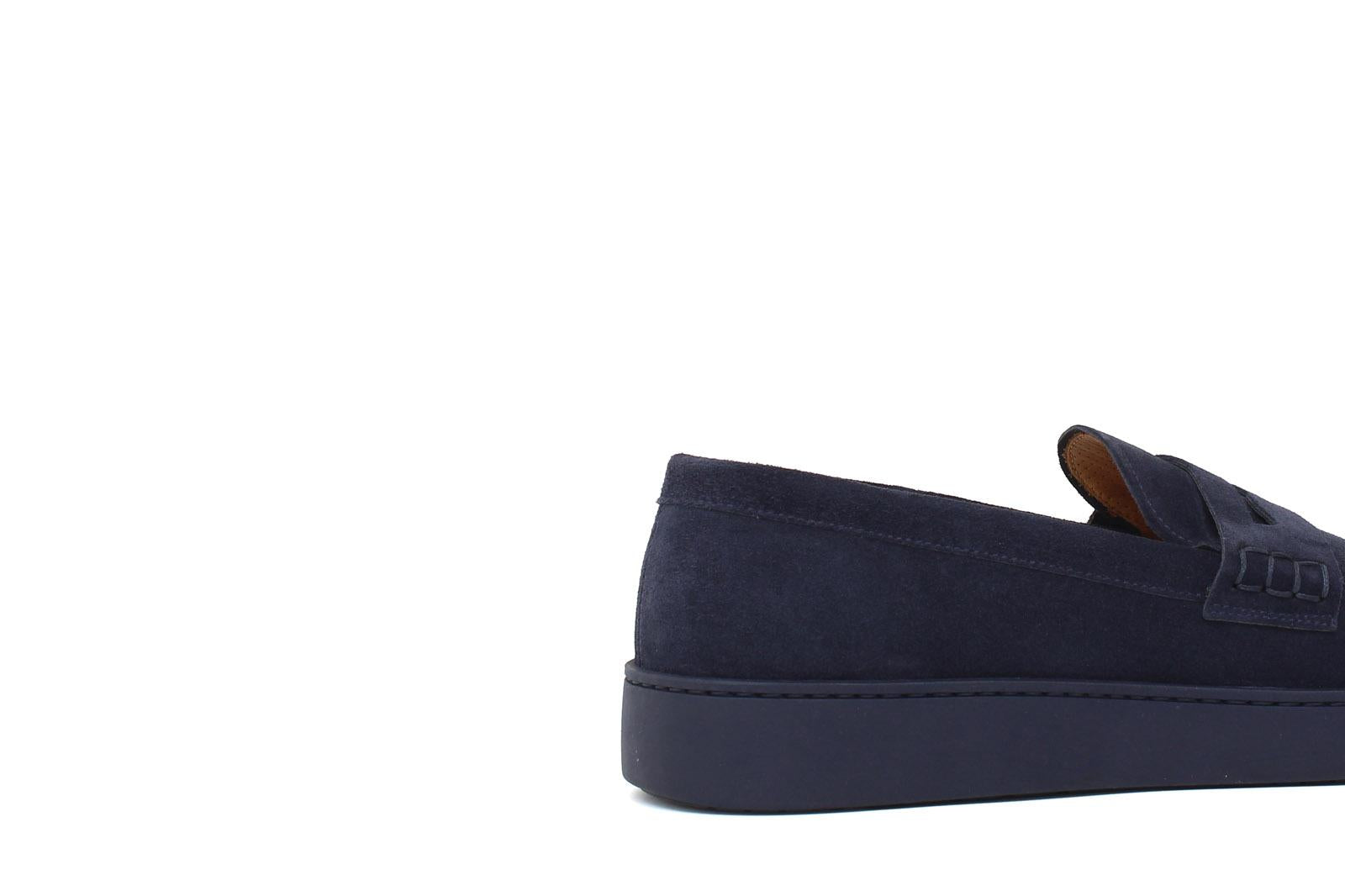 Slip-on in camoscio blu con fondo in gomma cucito 645FBLU 56 ROSSI