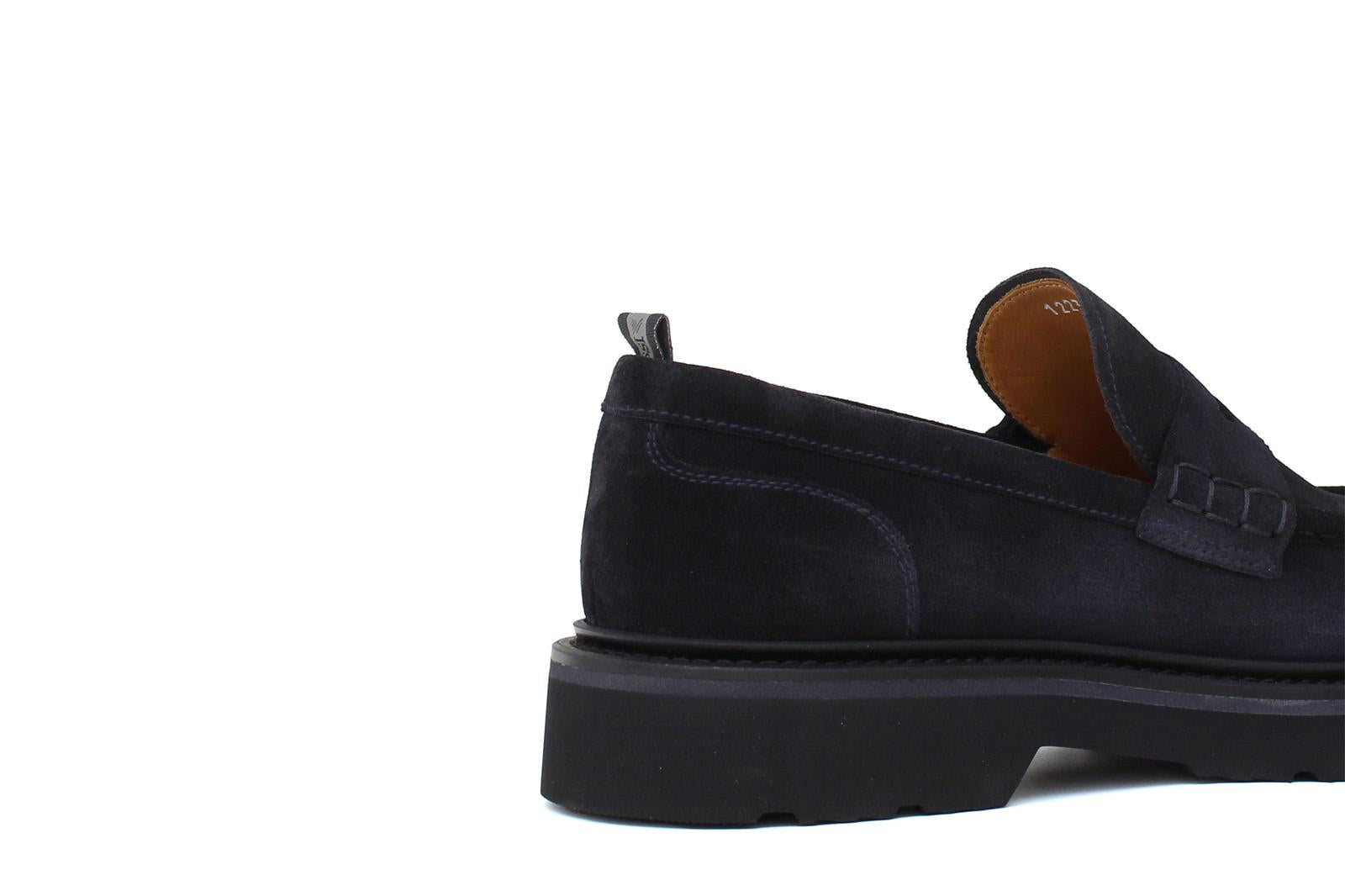 Mocassino stile ingegnere in suede blu e fondo gomma leggera 1223CHSBLU 458 ROSSI