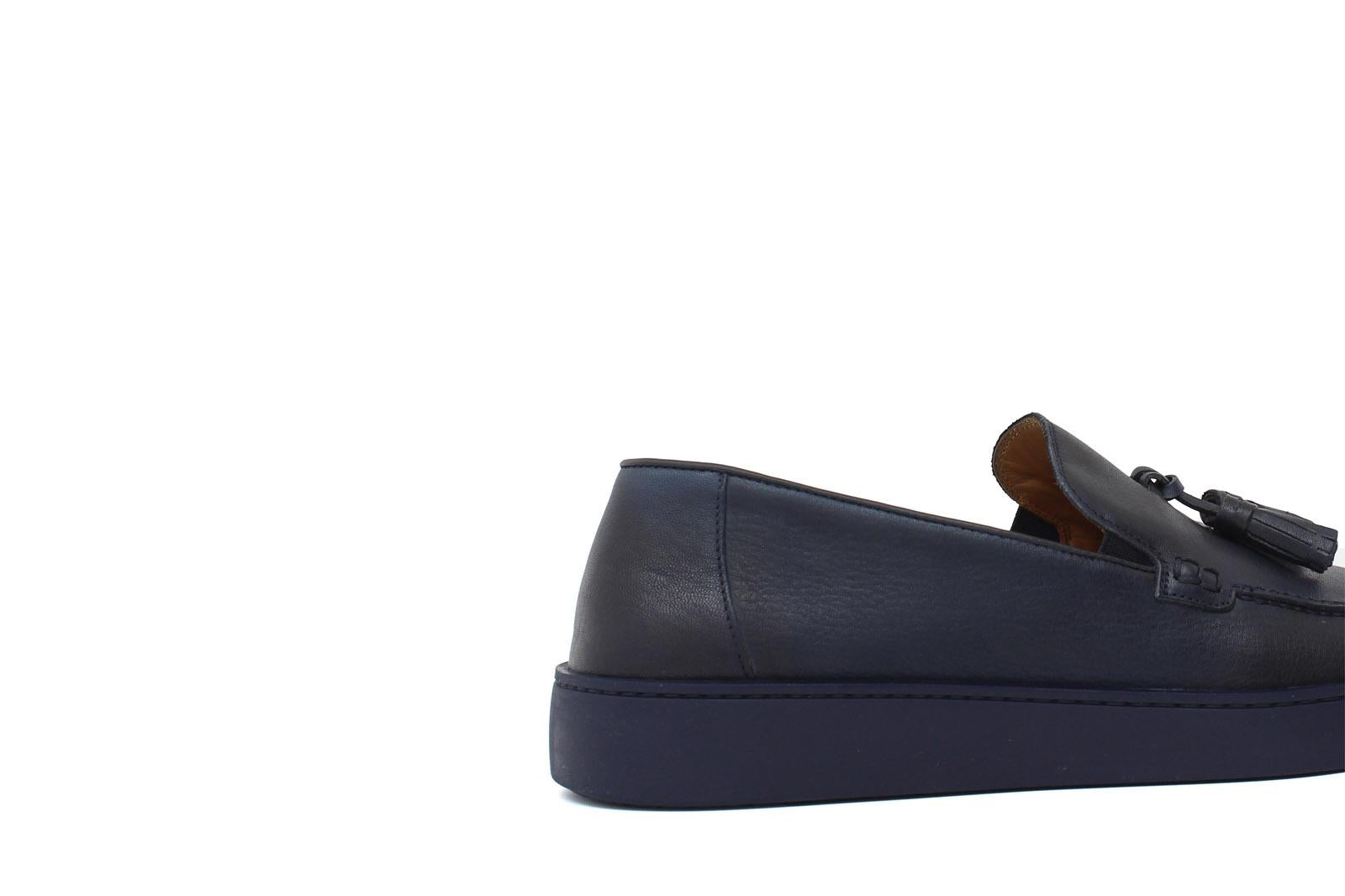 Slip on in vitello naturale blu sfumato con fondo in gomma cucito 622CADIXB 67 ROSSI