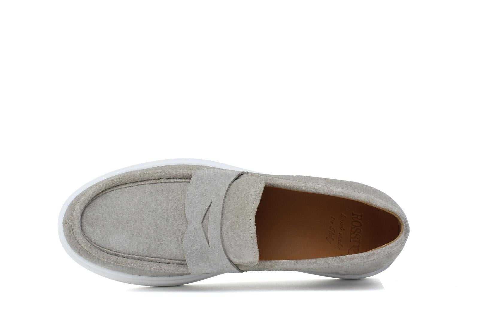 Slip on in camoscio colore roccia e fondo in gomma leggera 1092FROC 405 ROSSI