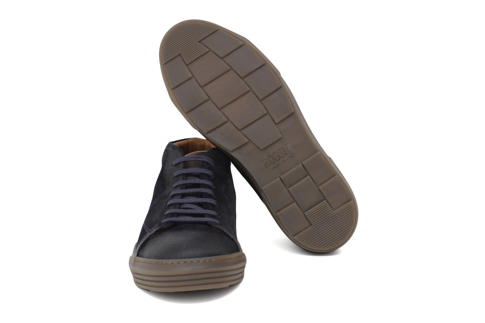 Sneakers polacchino in camoscio anticato blu con fondo in gomma 110PHSSB 388 UN ROSSI