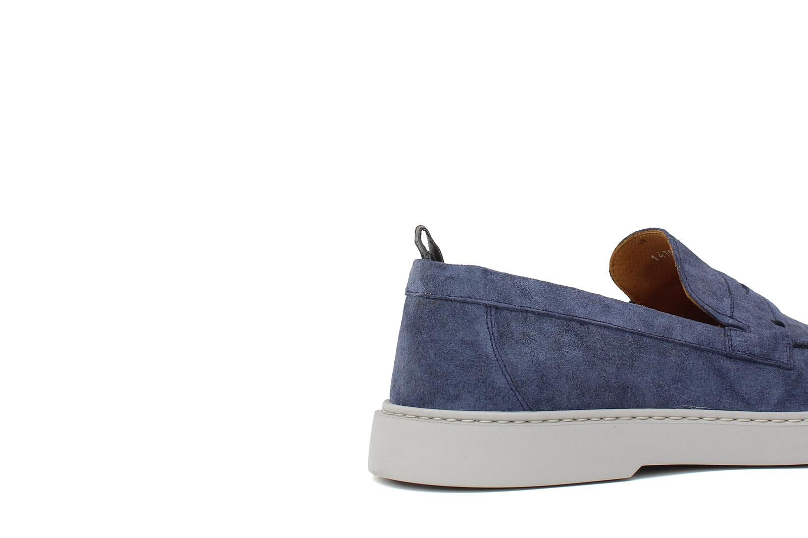 Mocassino in camoscio color jeans con fondo in gomma leggera 1470TZAF 127 ROSSI