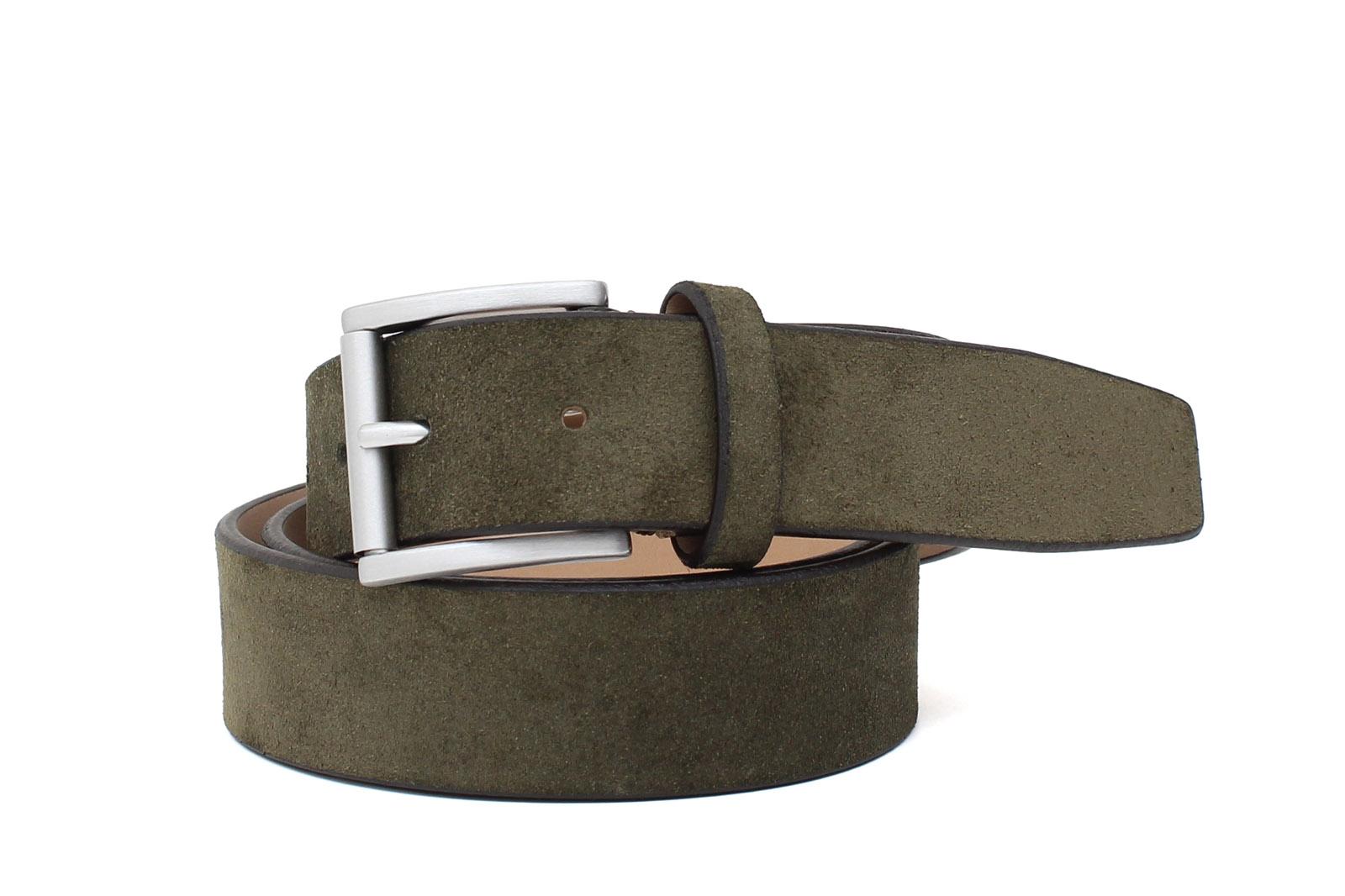 Cinta in camoscio verde h 35 con fibbia nikel satinato F03421NKSHSVER 72 ROSSI