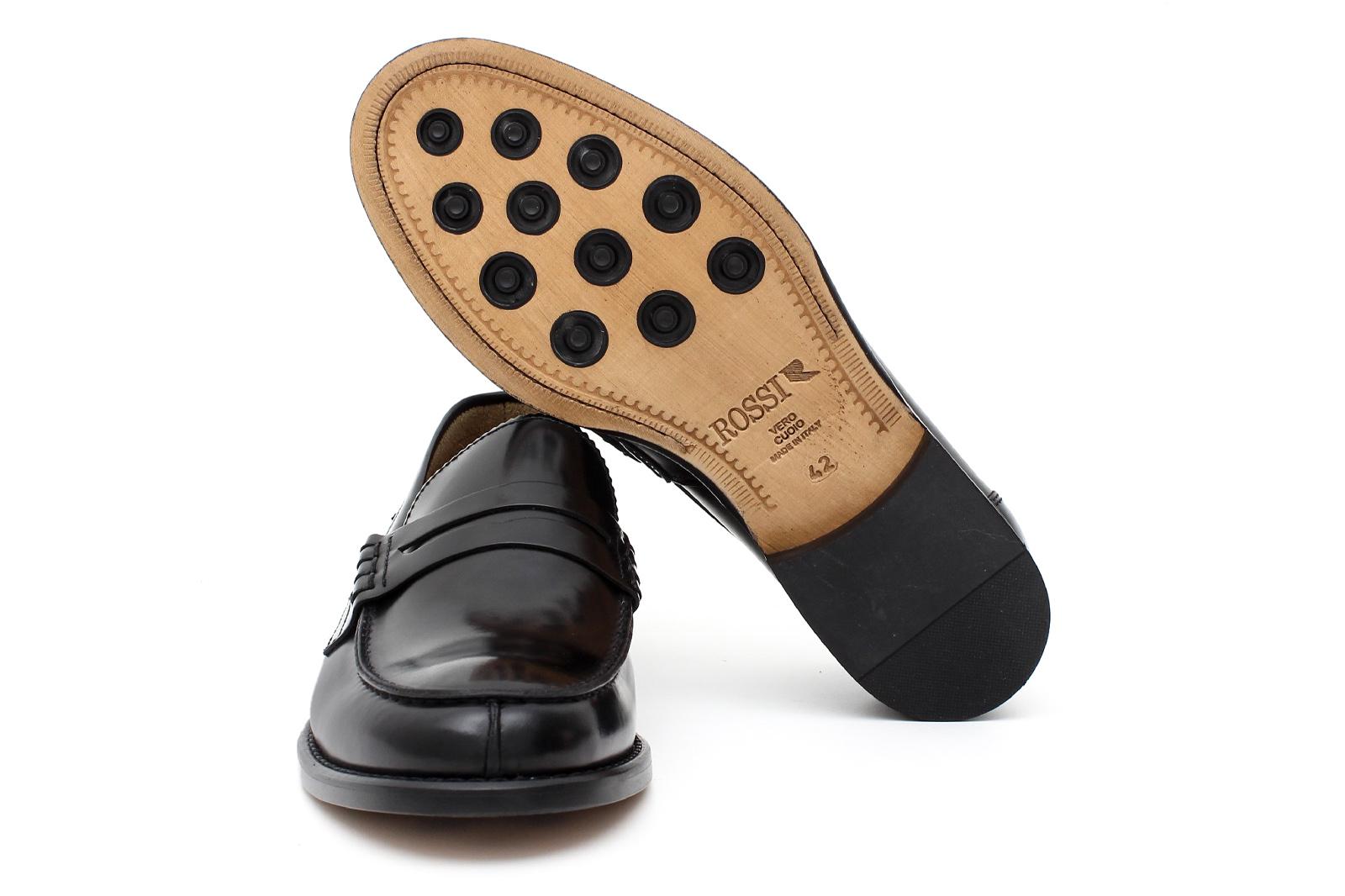 College stile inglese in vitello spazzolato nero con fondo cuoio antiscivolo cucito blake 5940ABNER 227 ROSSI