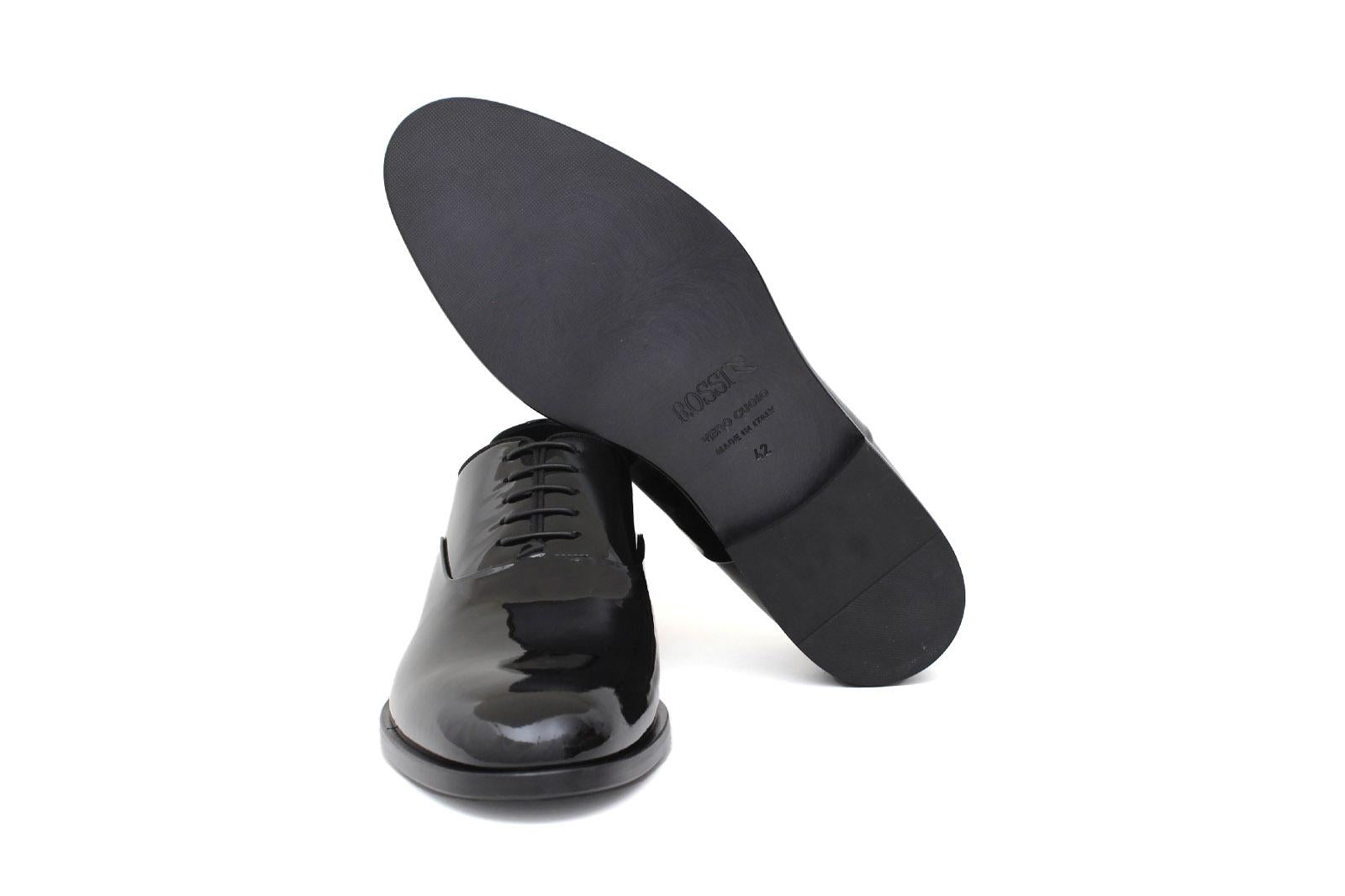 Francesina in vernice nero con fondo in cuoio 607VNER 1025 ROSSI