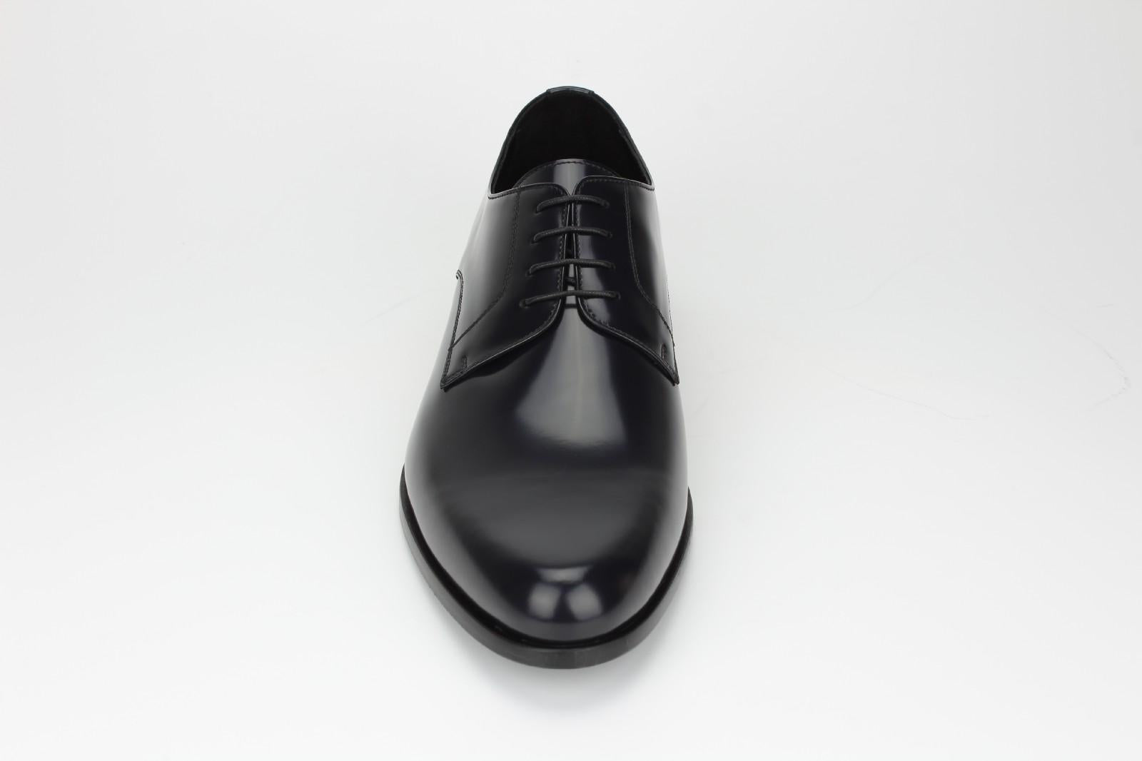 Derby in vitello spazzolato nero con fondo in cuoio 4717TITBLU 77 ROSSI