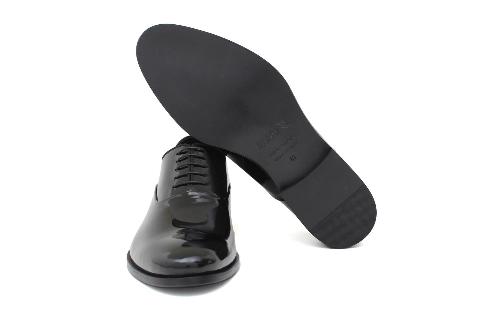 Francesina in vernice nero con fondo in cuoio 7607VN 87 ROSSI
